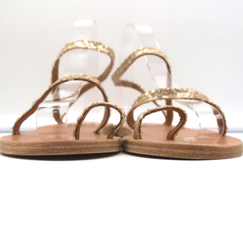 Ancient Greek Sandals Eleftheria Ankle Strap Sandals Gold Sequin Size 38 NEW - Celebrity Owned