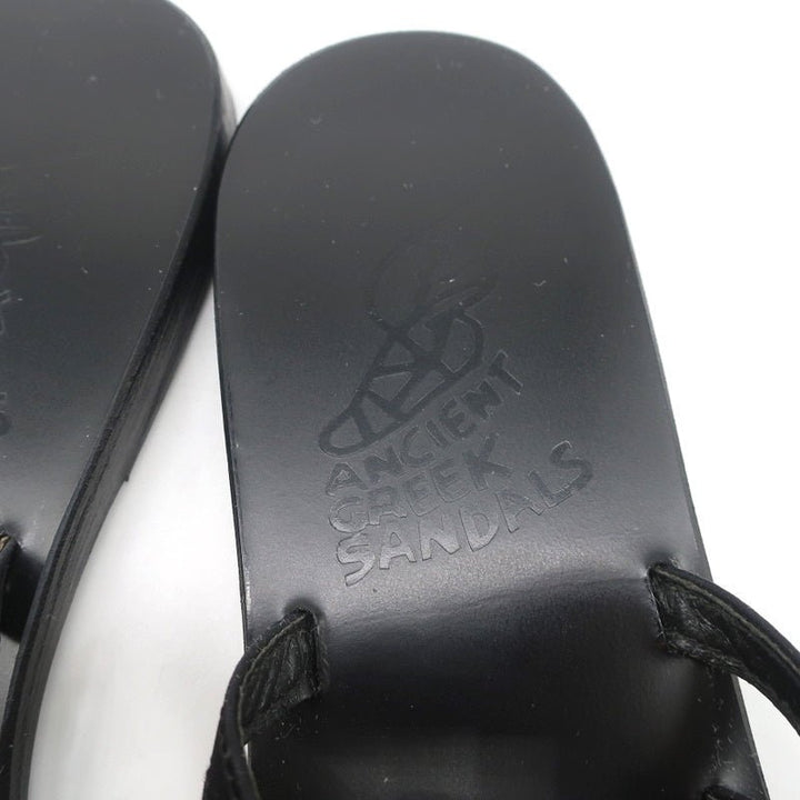 Ancient Greek Sandals Hara Bow Slide Sandals Black Satin Size 38 - Celebrity Owned