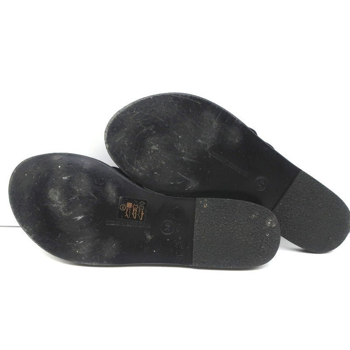 Ancient Greek Sandals Hara Bow Slide Sandals Black Satin Size 38 - Celebrity Owned