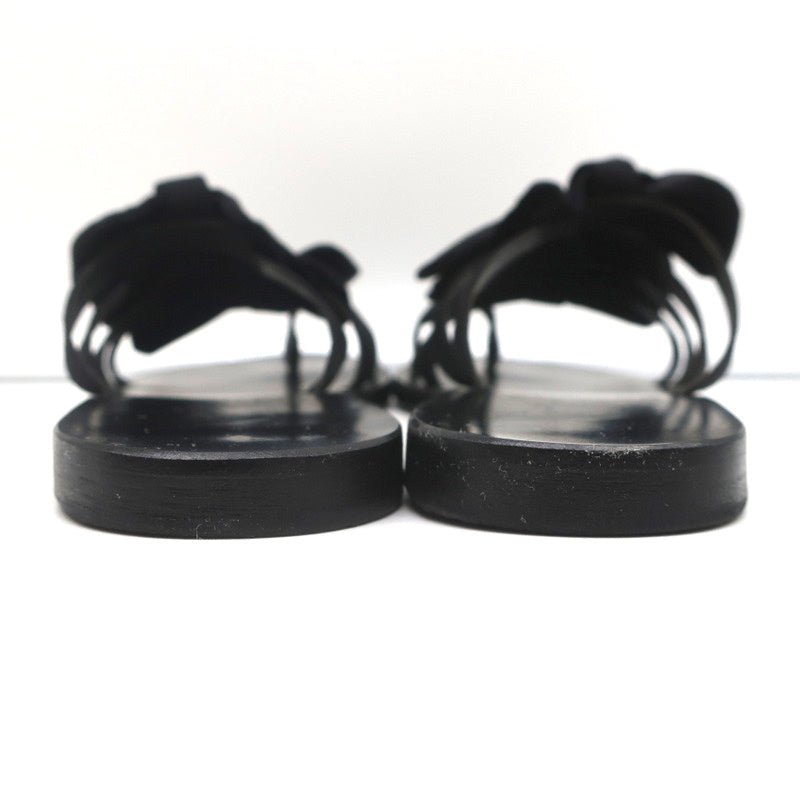 Ancient Greek Sandals Hara Bow Slide Sandals Black Satin Size 38 - Celebrity Owned