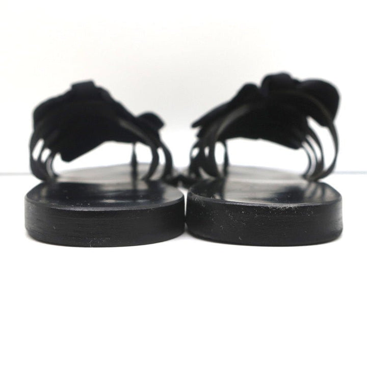 Ancient Greek Sandals Hara Bow Slide Sandals Black Satin Size 38 - Celebrity Owned