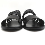 Ancient Greek Sandals Helene Slides Black Braided Leather Size 38 - Celebrity Owned