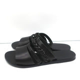 Ancient Greek Sandals Helene Slides Black Braided Leather Size 38 - Celebrity Owned