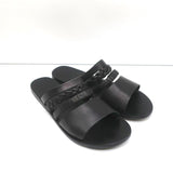 Ancient Greek Sandals Helene Slides Black Braided Leather Size 38 - Celebrity Owned