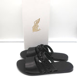 Ancient Greek Sandals Helene Slides Black Braided Leather Size 38 - Celebrity Owned