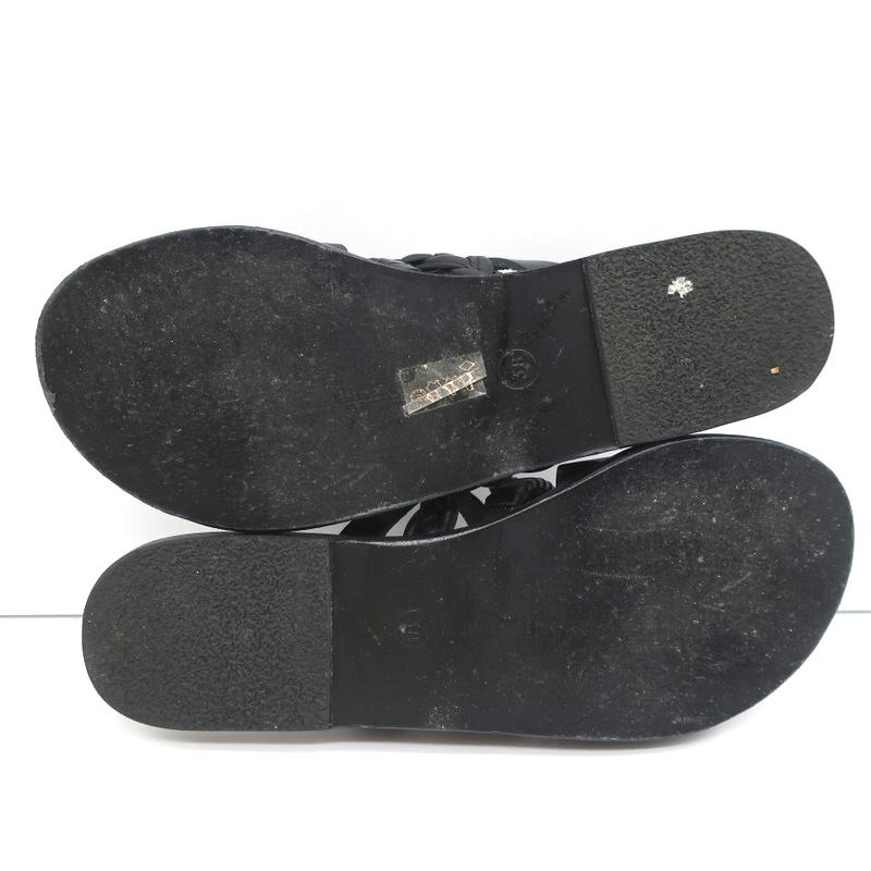 Ancient Greek Sandals Helene Slides Black Braided Leather Size 38 - Celebrity Owned