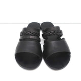 Ancient Greek Sandals Helene Slides Black Braided Leather Size 38 - Celebrity Owned