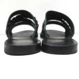 Ancient Greek Sandals Helene Slides Black Braided Leather Size 38 - Celebrity Owned