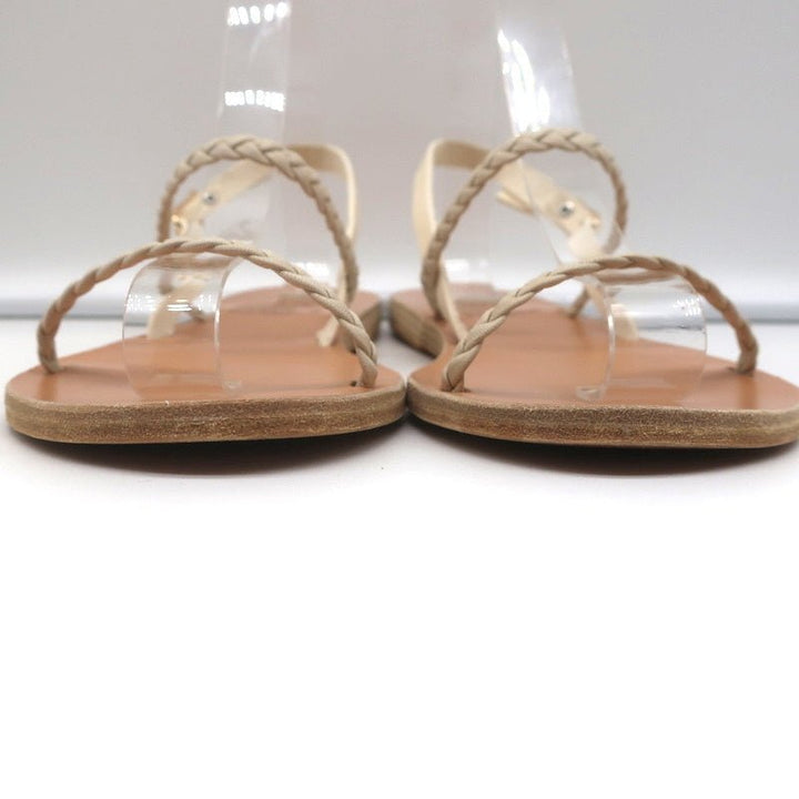 Ancient Greek Sandals Irida Slingback Sandals Off-White Braided Leather Size 38 - Celebrity Owned