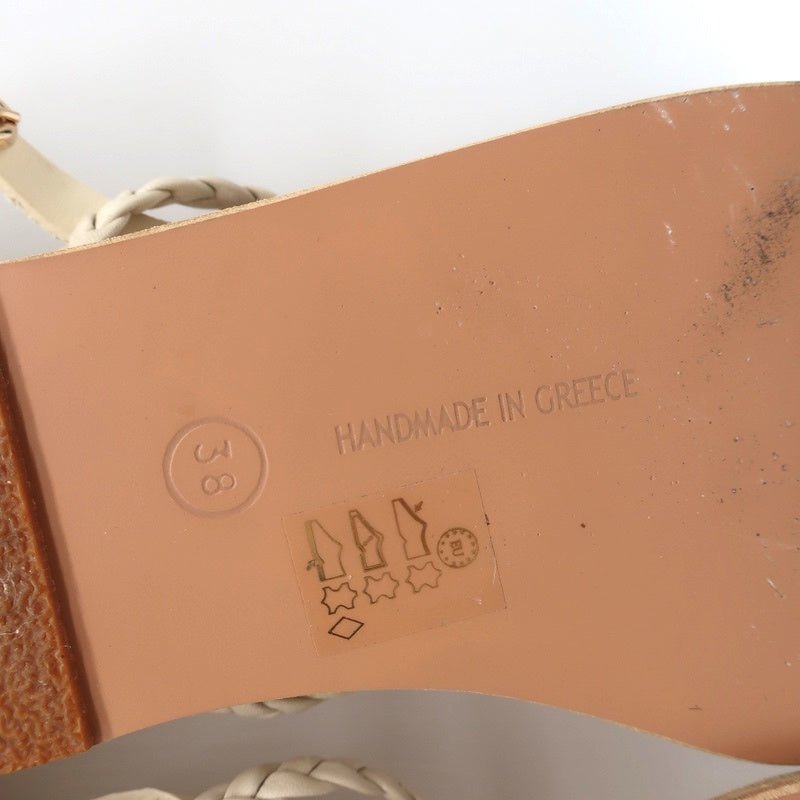 Ancient Greek Sandals Irida Slingback Sandals Off-White Braided Leather Size 38 - Celebrity Owned