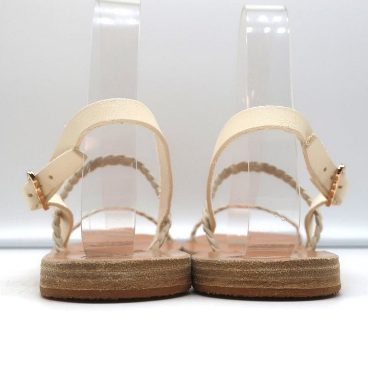 Ancient Greek Sandals Irida Slingback Sandals Off-White Braided Leather Size 38 - Celebrity Owned