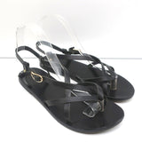 Ancient Greek Sandals Semele Crisscross Slingback Sandals Black Leather Size 38 - Celebrity Owned