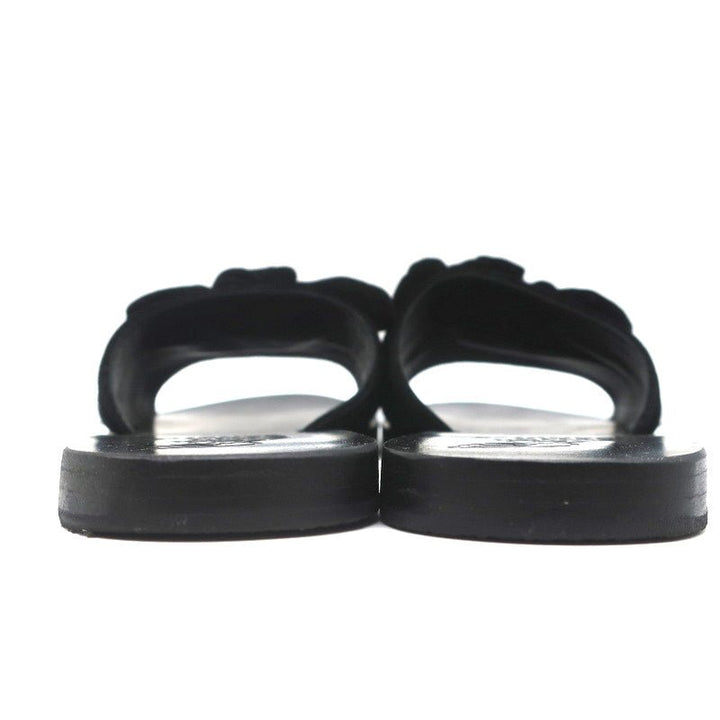 Ancient Greek Sandals Taygete Bow Slide Sandals Black Velvet Size 38 - Celebrity Owned