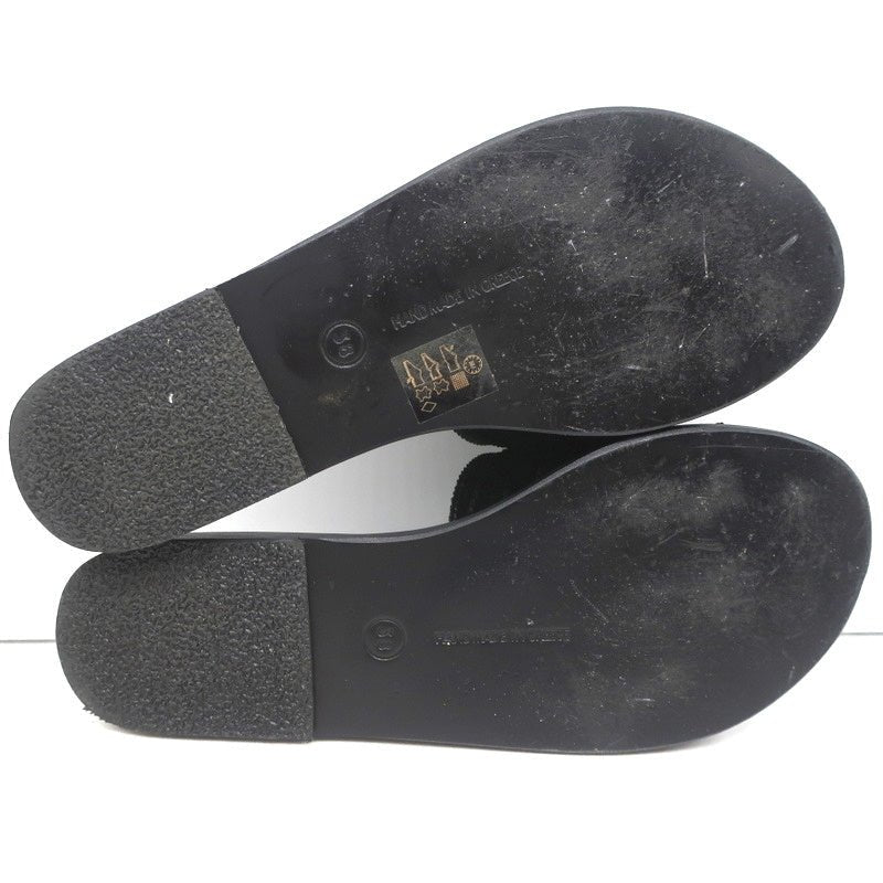 Ancient Greek Sandals Taygete Bow Slide Sandals Black Velvet Size 38 - Celebrity Owned