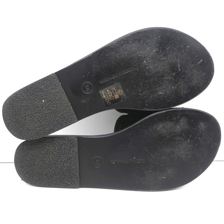 Ancient Greek Sandals Taygete Bow Slide Sandals Black Velvet Size 38 - Celebrity Owned