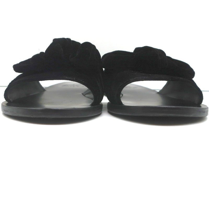 Ancient Greek Sandals Taygete Bow Slide Sandals Black Velvet Size 38 - Celebrity Owned