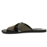 Ancient Greek Sandals Thais Crisscross Sandals Black Studded Leather Size 39 - Celebrity Owned