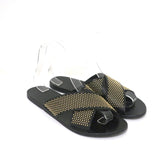 Ancient Greek Sandals Thais Crisscross Sandals Black Studded Leather Size 39 - Celebrity Owned