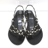Ancient Greek Sandals Yianna Slingback Sandal Black/Gold Braided Leather Size 38 - Celebrity Owned
