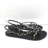 Ancient Greek Sandals Yianna Slingback Sandal Black/Gold Braided Leather Size 38 - Celebrity Owned