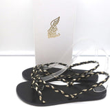 Ancient Greek Sandals Yianna Slingback Sandal Black/Gold Braided Leather Size 38 - Celebrity Owned
