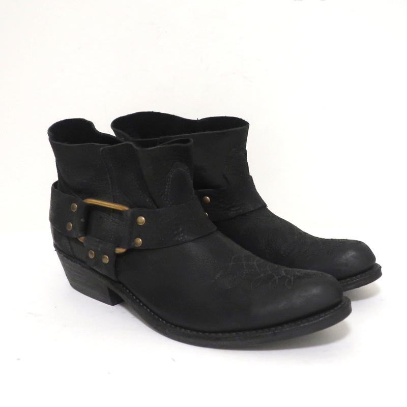 ANINE BING Harness Booties Black Leather Size 38 Western Ankle Boots - Celebrity Owned