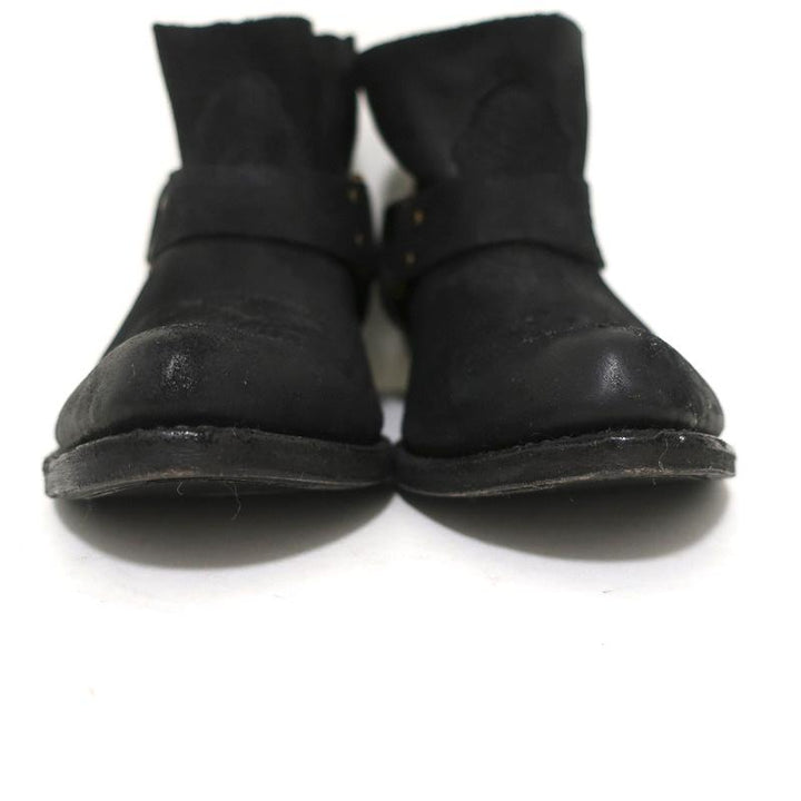 ANINE BING Harness Booties Black Leather Size 38 Western Ankle Boots - Celebrity Owned