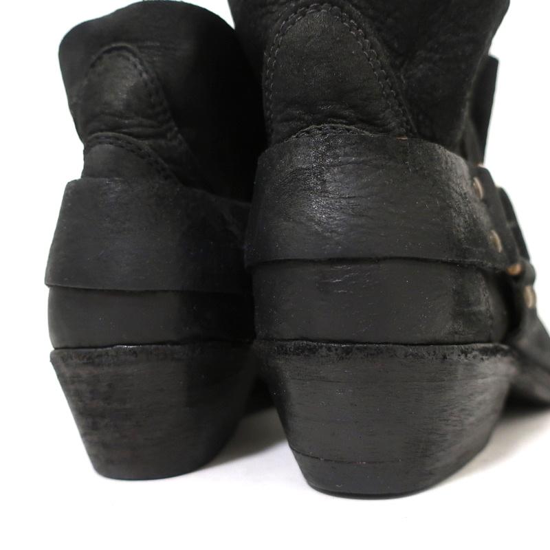 ANINE BING Harness Booties Black Leather Size 38 Western Ankle Boots - Celebrity Owned