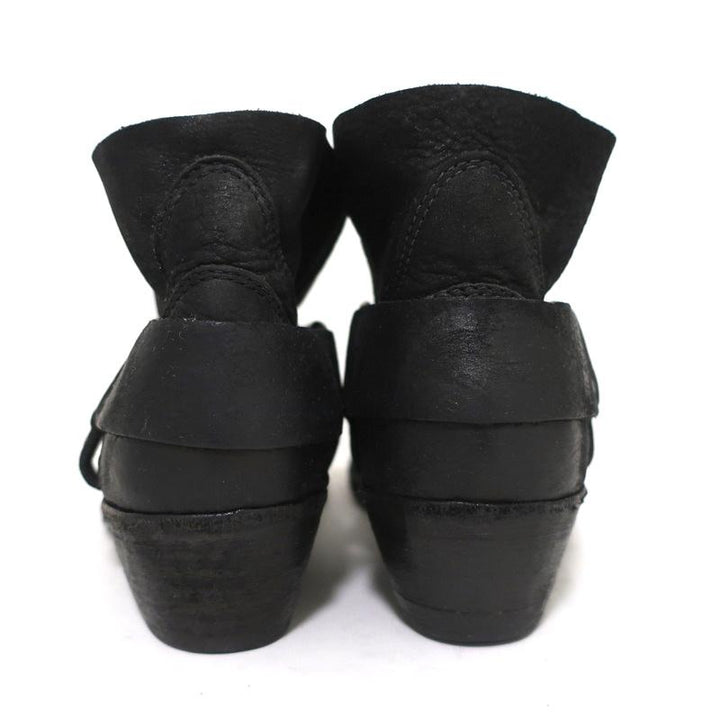 ANINE BING Harness Booties Black Leather Size 38 Western Ankle Boots - Celebrity Owned