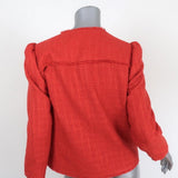 Ann Taylor Fringe Tweed Jacket Persimmon Size 2 Multi-Pocket Button Front - Celebrity Owned