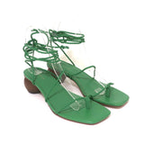 Ann Taylor Wood Heel Wrap Sandals Samantha Green Braided Leather Size 6.5 NEW - Celebrity Owned