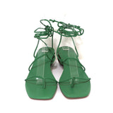 Ann Taylor Wood Heel Wrap Sandals Samantha Green Braided Leather Size 6.5 NEW - Celebrity Owned