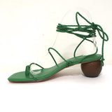 Ann Taylor Wood Heel Wrap Sandals Samantha Green Braided Leather Size 6.5 NEW - Celebrity Owned