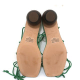 Ann Taylor Wood Heel Wrap Sandals Samantha Green Braided Leather Size 6.5 NEW - Celebrity Owned