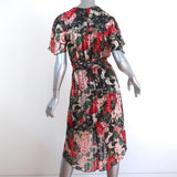 Anna Sui Dress Rose Garland Printed Satin Size 2 Short Sleeve - Celebrity Owned