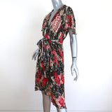 Anna Sui Dress Rose Garland Printed Satin Size 2 Short Sleeve - Celebrity Owned