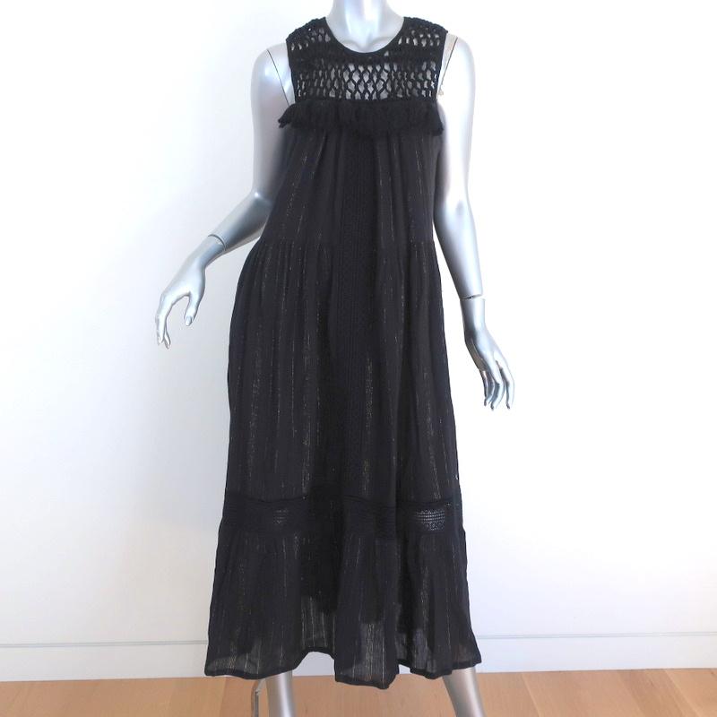 Anthropologie Maeve Midi Dress Abilene Black Metallic-Striped Size Sma Celebrity Owned Anthropologie Maeve Midi Dress Abilene Black Metallic-Striped Size Sma Celebrity Owned