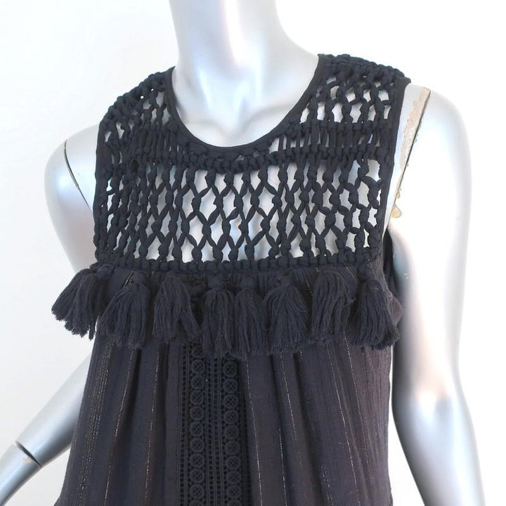Anthropologie Maeve Midi Dress Abilene Black Metallic-Striped Size Small - Celebrity Owned