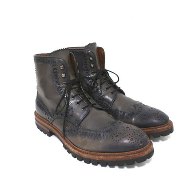 ANTONIO MAURIZI Olimpiadi St. Moritz Montagna Depositato Wingtip Boots Gray Leather Size 42 - Celebrity Owned