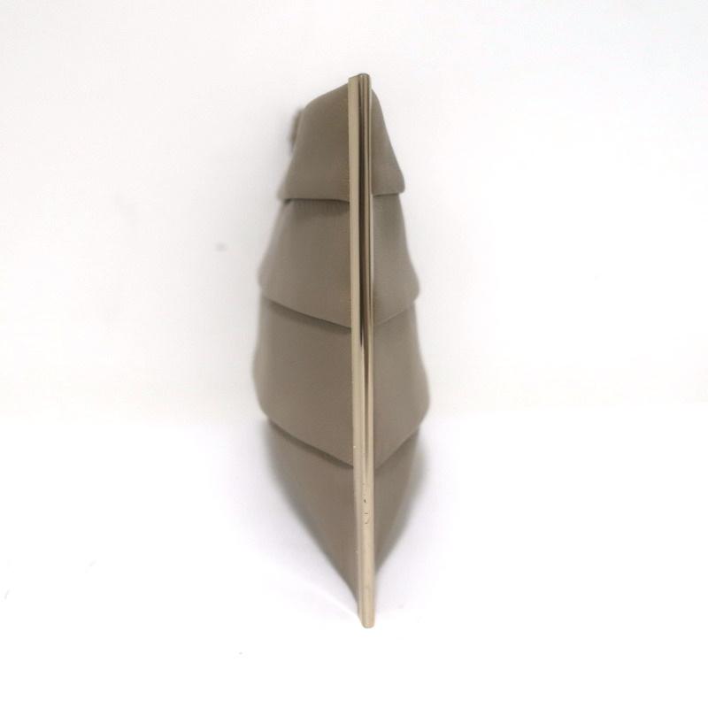 Anya Hindmarch Clutch Taupe Pleated Leather Mini Evening Bag - Celebrity Owned