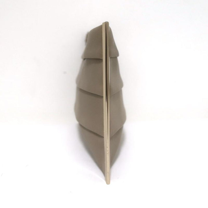 Anya Hindmarch Clutch Taupe Pleated Leather Mini Evening Bag - Celebrity Owned