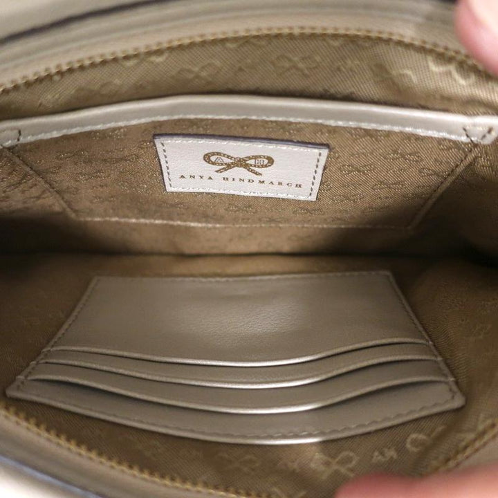 Anya Hindmarch Clutch Taupe Pleated Leather Mini Evening Bag - Celebrity Owned