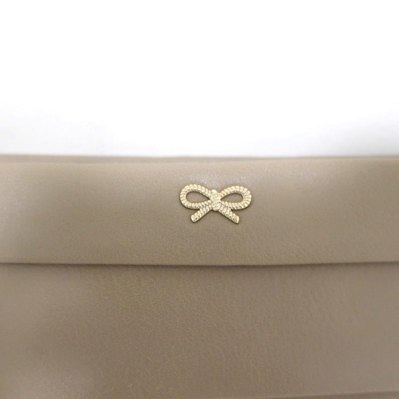 Anya Hindmarch Clutch Taupe Pleated Leather Mini Evening Bag - Celebrity Owned