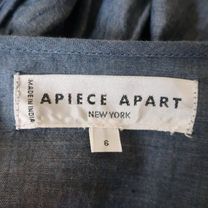 Apiece Apart Long Sleeve Top Chambray Cotton Size 6 V-Neck Blouse - Celebrity Owned