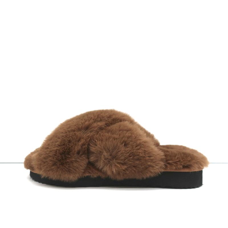Apparis Biba Faux Fur Slippers Brown Size 7 Slide Sandals NEW - Celebrity Owned