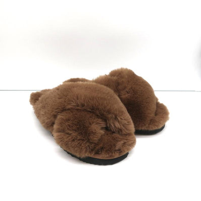 Apparis Biba Faux Fur Slippers Brown Size 7 Slide Sandals NEW - Celebrity Owned