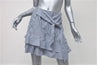 Aqua Skirt Blue/White Striped Cotton Size Small Ruffle-Hem Mini NEW