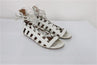 Aquazzura Amazon Gladiator Sandals White Leather Size 37.5 Lace-Up Flats