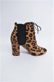 Aquazzura Ankle Boots Victoria Leopard Print Calf Hair Size 37 Lace-Up Booties - Celebrity Owned