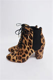 Aquazzura Ankle Boots Victoria Leopard Print Calf Hair Size 37 Lace-Up Booties - Celebrity Owned
